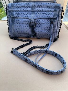 Rebecca Minkoff Blue Textured Mini Crossbody with Black Hardware